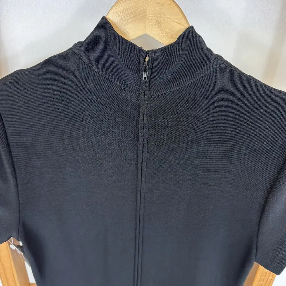 NWT Vintage Tadashi Shoji Black Mixed Material Maxi Gown Size 12 Made in USA - Picture 7 of 11